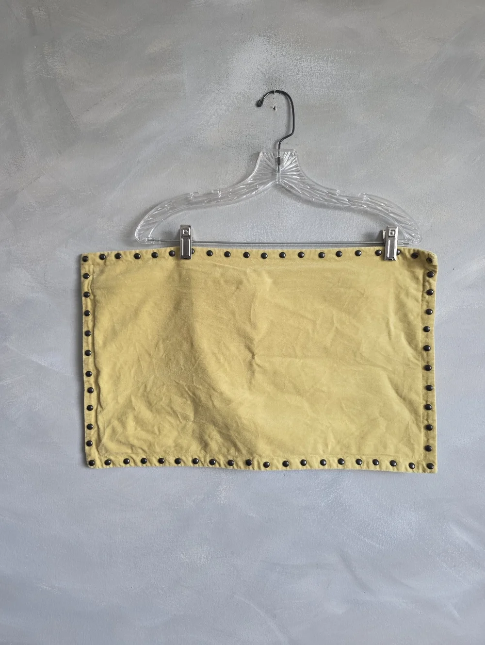 West Elm Yellow Green Velvet Studded Pillow Cover Lumbar 12x21